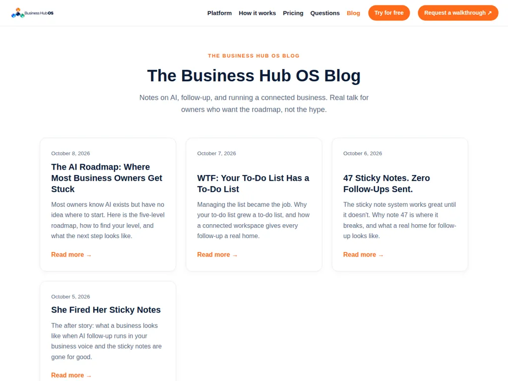 Daily blog engine illustration from the Business Hub OS showcase