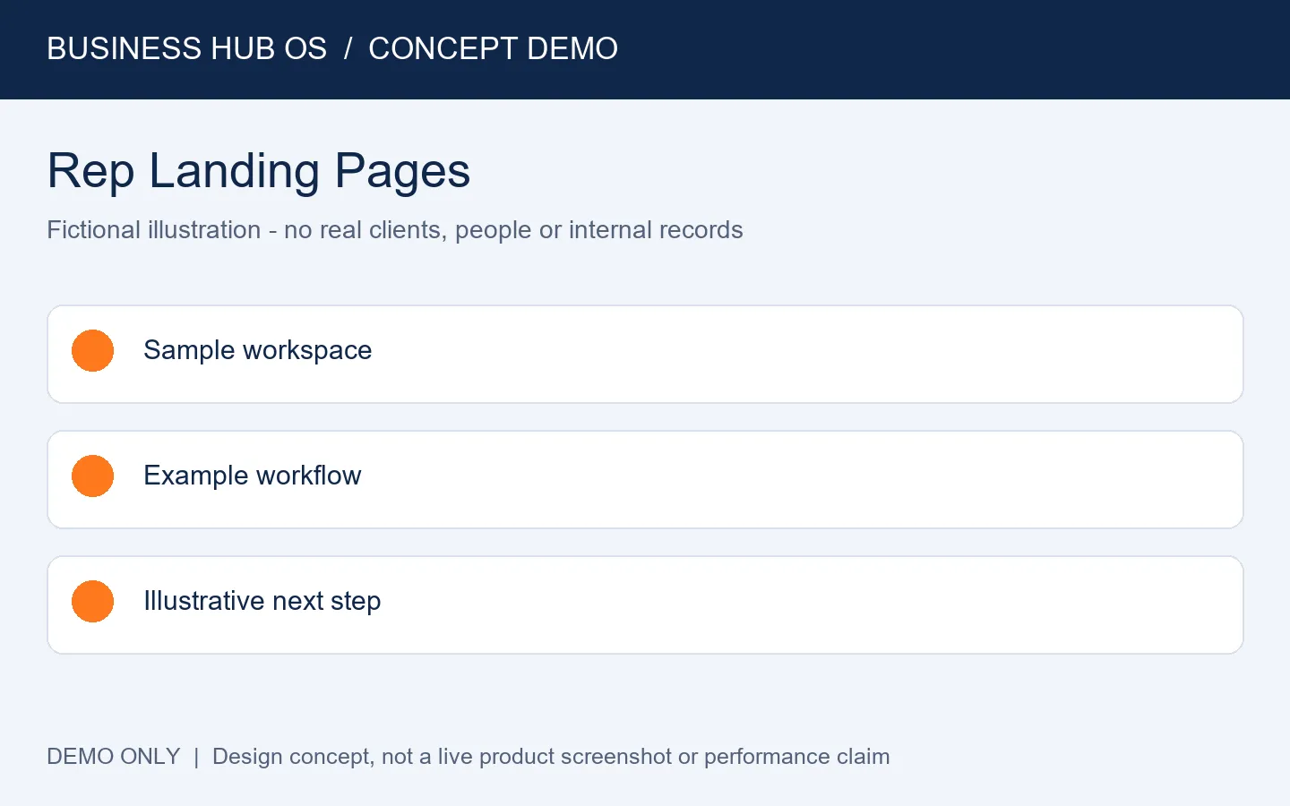 Personal / rep landing pages illustration from the Business Hub OS showcase